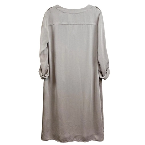 Max & Co Gray-Beige Buttoned 3/4 Tab Sleeve Shift Dress Career Casual Size 6 - Picture 2 of 11